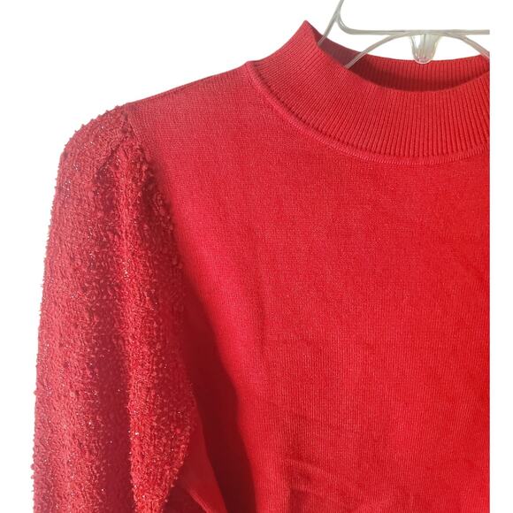 Nanette Nanette Lapore Red Sparkly Mock Neck Sweater, NWT, Large - Picture 2 of 6